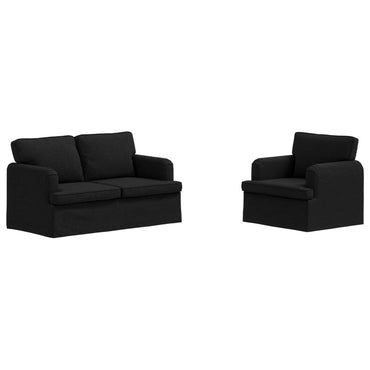 vidaXL Sofa 2 pcs Schwarz 144 x 80 x 85 cm Stoff