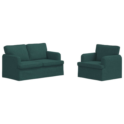 Sofa Set 2 pcs Dunkelgrün 144 x 80 x 85 cm Stoff