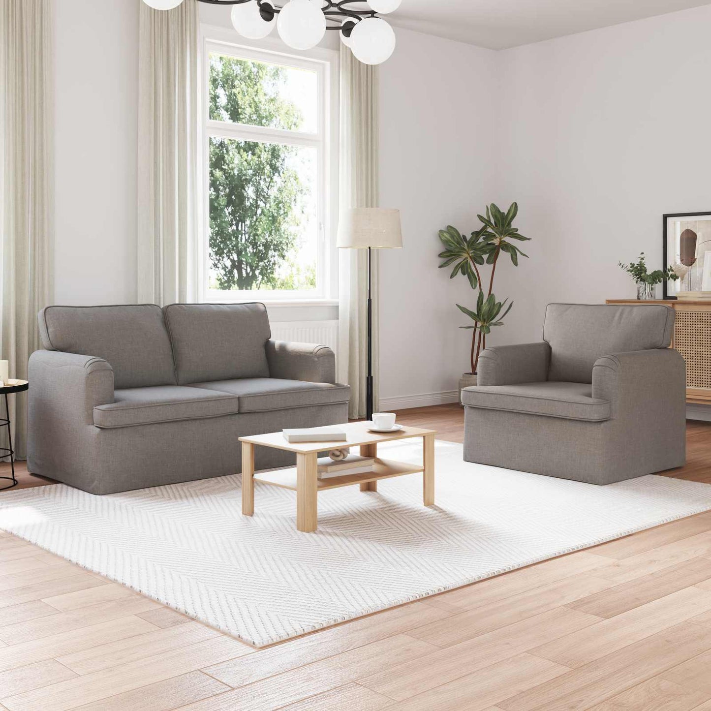 vidaXL Sofa 2 pcs Taupe 144 x 80 x 85 cm Stoff
