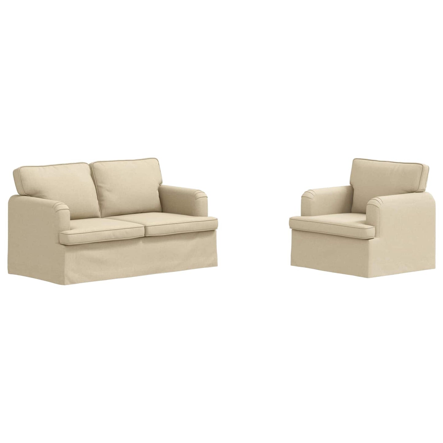 vidaXL Sofa 2 pcs Creme 144 x 80 x 85 cm Stoff