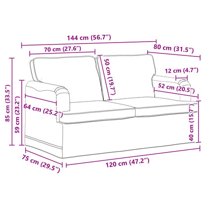 vidaXL Sofa 2 pcs Creme 144 x 80 x 85 cm Stoff