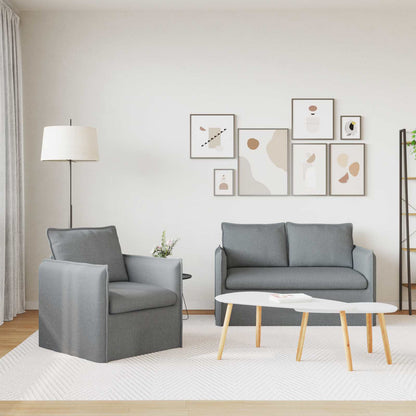 Sofa Set 2 pcs Hellgrau 136 x 82 x 85 cm Stoff