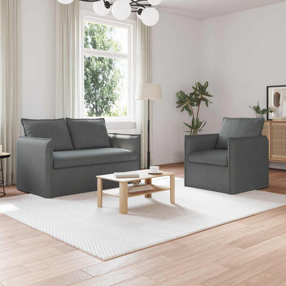 vidaXL Sofa 2 pcs Dunkelgrau 196 x 82 x 85 cm Stoff