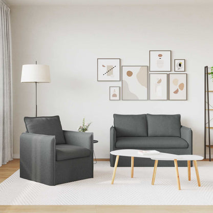 vidaXL Sofa 2 pcs Dunkelgrau 196 x 82 x 85 cm Stoff