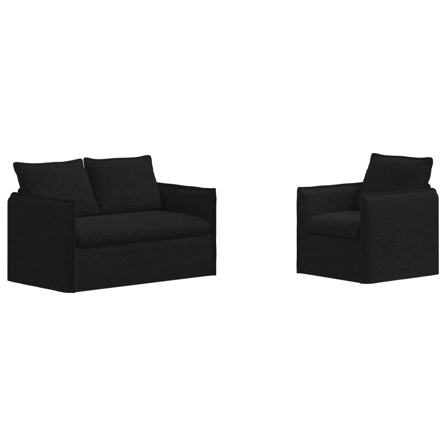 Sofa Set 2 pcs Schwarz 196 x 82 x 85 cm Stoff