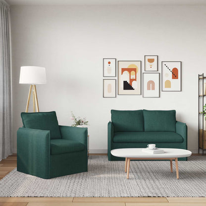 vidaXL Sofa 2 pcs Dunkelgrün 196 x 82 x 85 cm Stoff