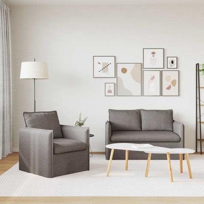 Sofa Set 2 pcs Taupe 196 x 82 x 85 cm Stoff