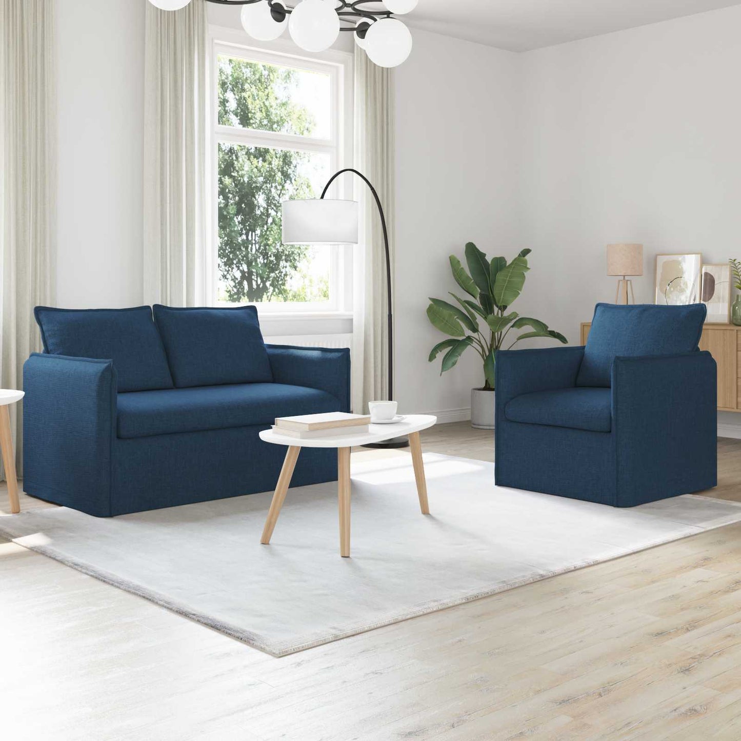 vidaXL Sofa 2 pcs Blau 196 x 82 x 85 cm Stoff
