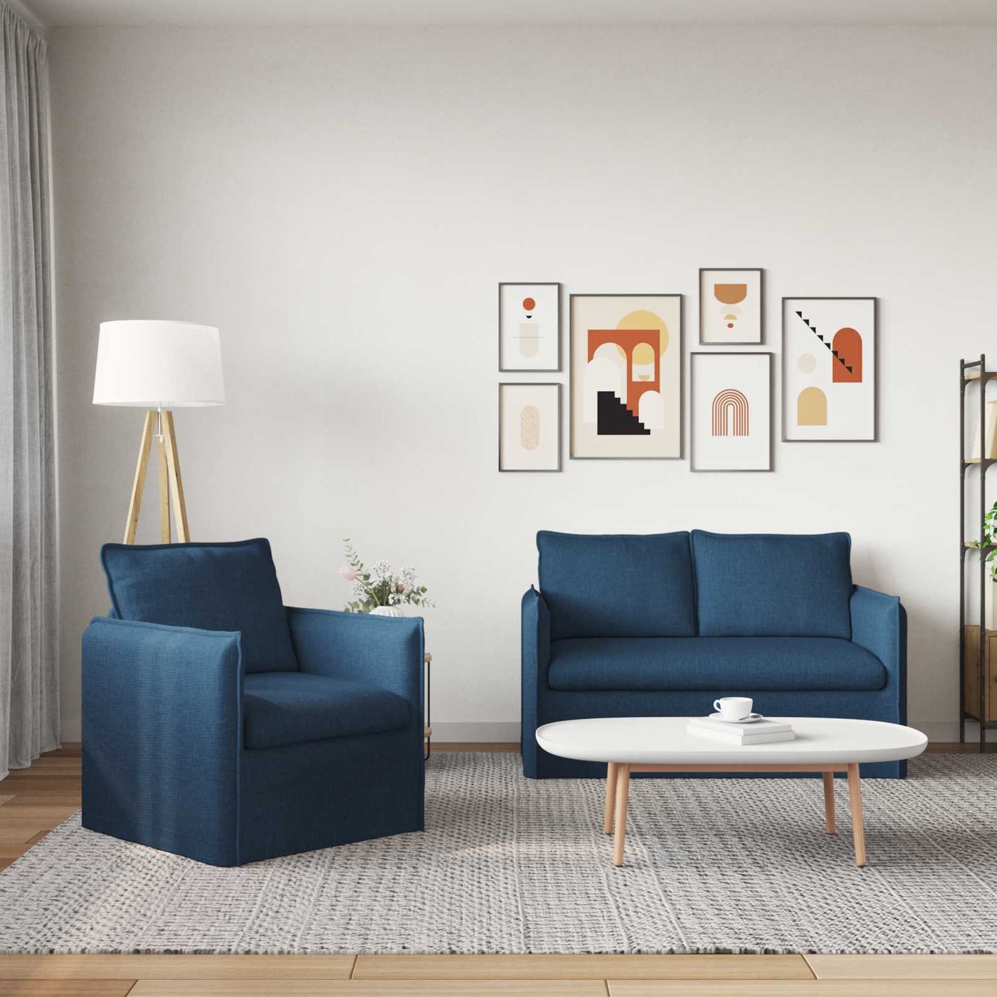 vidaXL Sofa 2 pcs Blau 196 x 82 x 85 cm Stoff