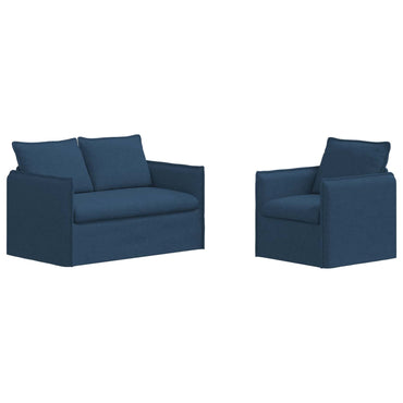 vidaXL Sofa 2 pcs Blau 196 x 82 x 85 cm Stoff