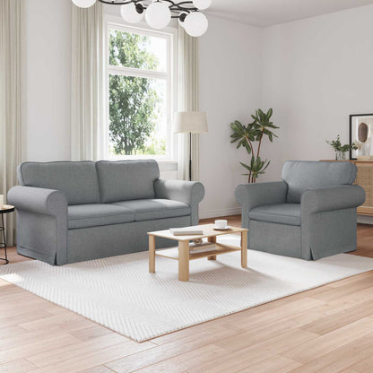 Sofa Set 2 pcs Hellgrau 175 x 82 x 80 cm Stoff