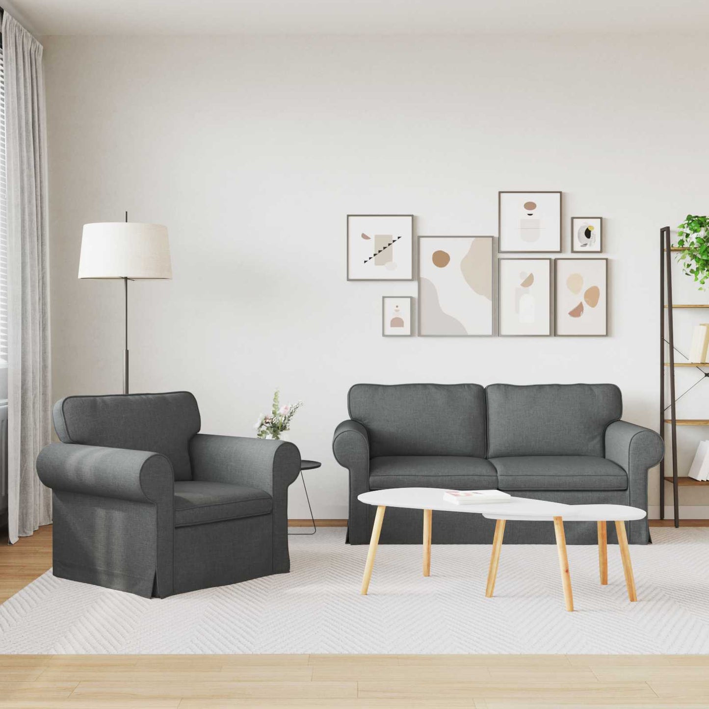 vidaXL Sofa 2 pcs Dunkelgrau 175 x 82 x 80 cm Stoff