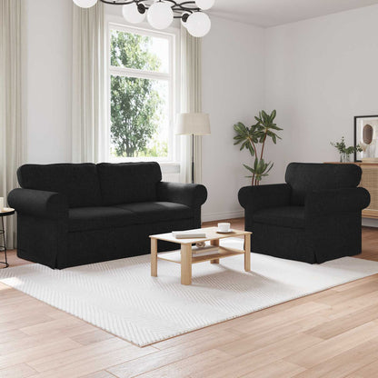 vidaXL Sofa 2 pcs Schwarz 175 x 82 x 80 cm Stoff