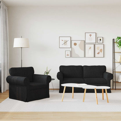 vidaXL Sofa 2 pcs Schwarz 175 x 82 x 80 cm Stoff
