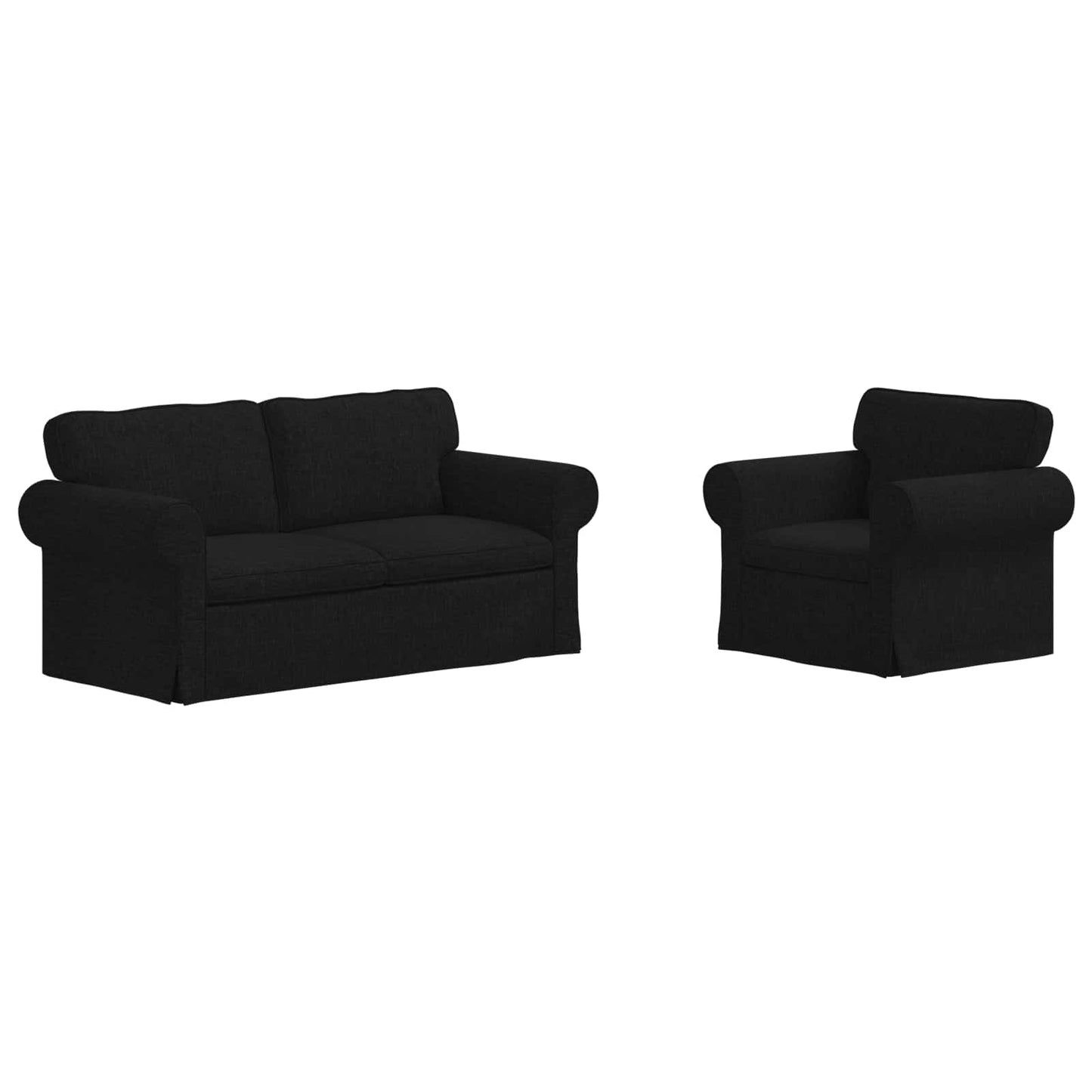 vidaXL Sofa 2 pcs Schwarz 175 x 82 x 80 cm Stoff