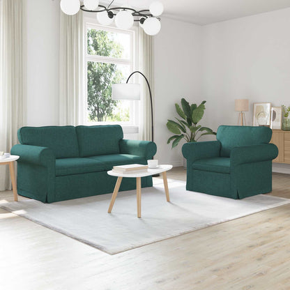 vidaXL Sofa 2 pcs Dunkelgrün 175 x 82 x 80 cm Stoff