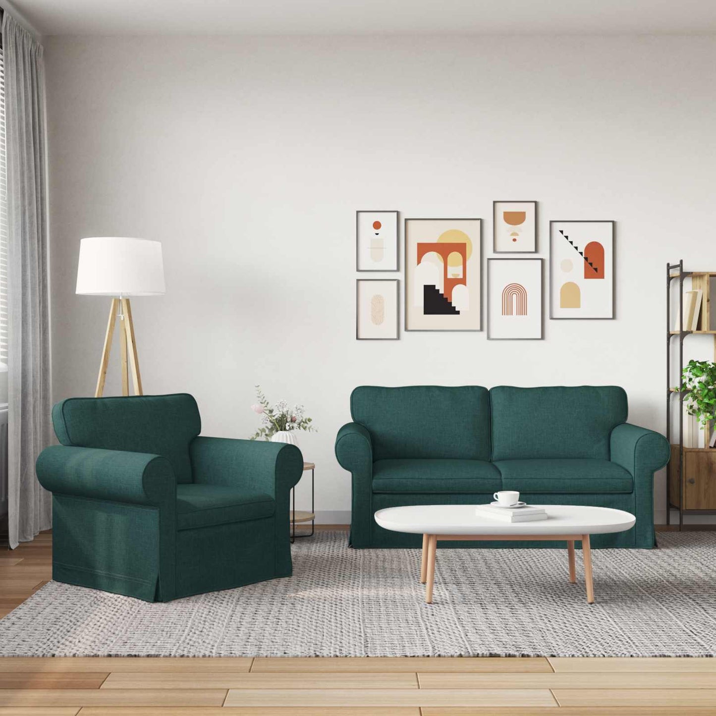 vidaXL Sofa 2 pcs Dunkelgrün 175 x 82 x 80 cm Stoff