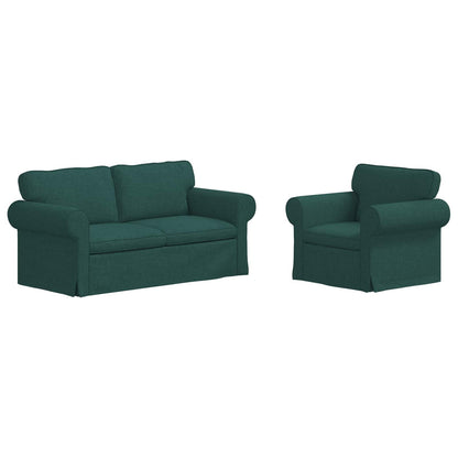 vidaXL Sofa 2 pcs Dunkelgrün 175 x 82 x 80 cm Stoff