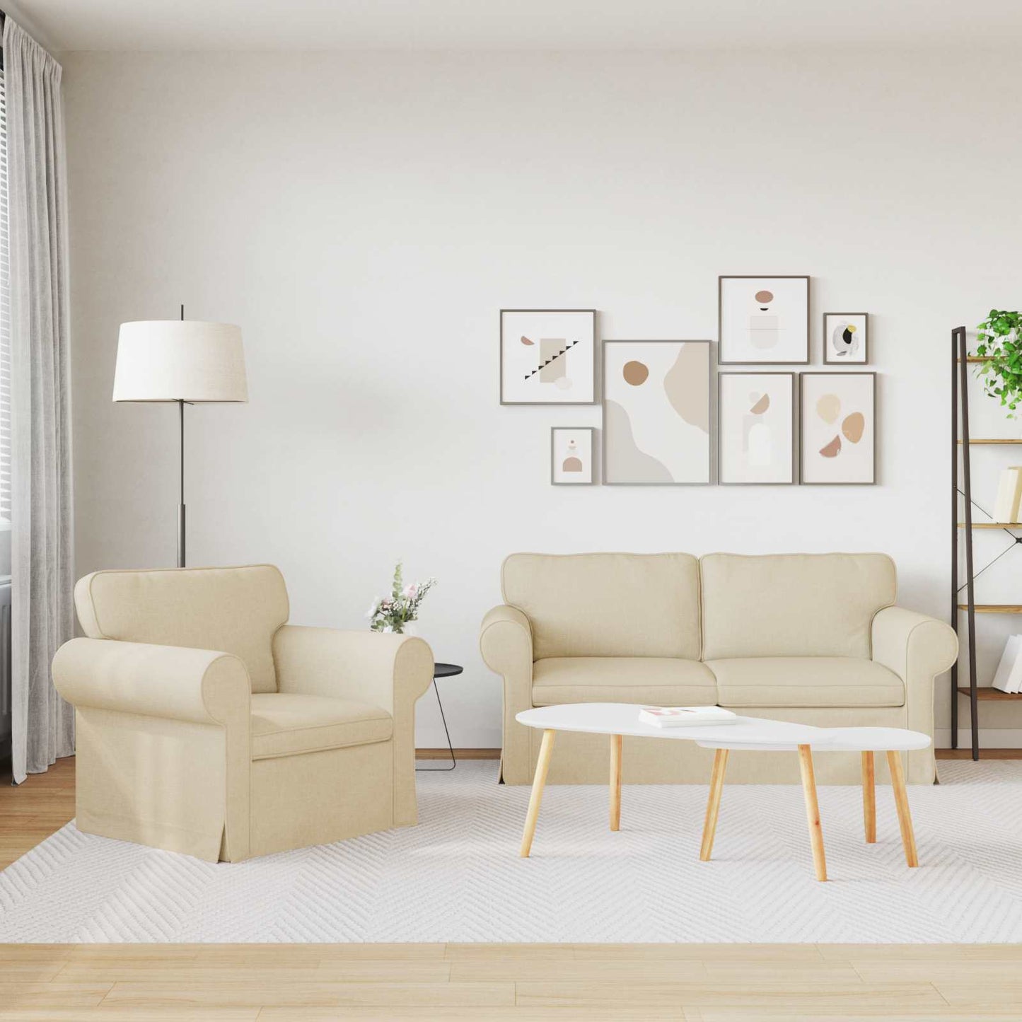 vidaXL Sofa 2 pcs Creme 175 x 82 x 80 cm Stoff