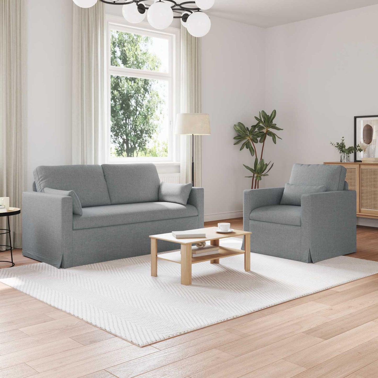 vidaXL Sofa 2 pcs Hellgrau 158 x 78 x 80 cm Stoff