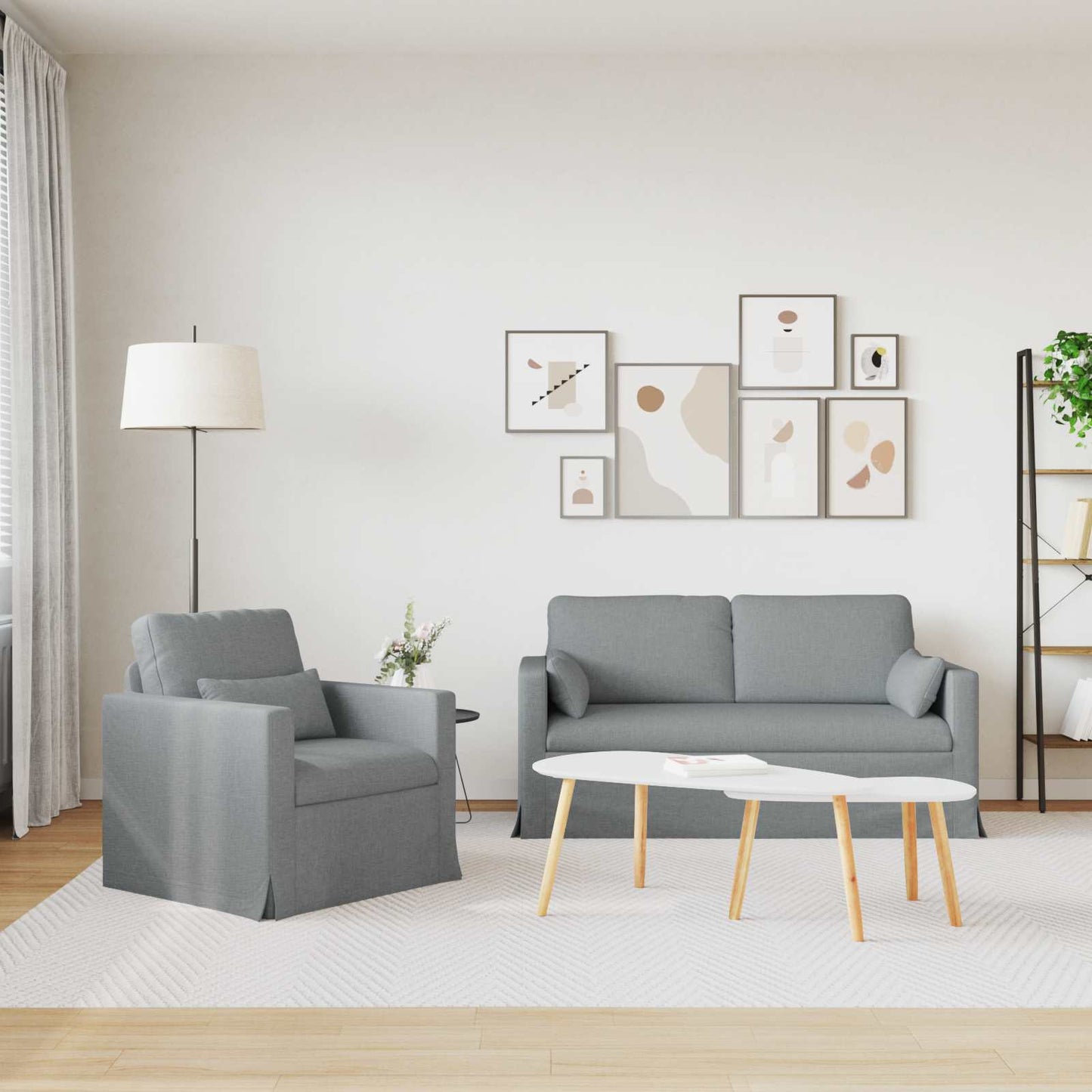 vidaXL Sofa 2 pcs Hellgrau 158 x 78 x 80 cm Stoff
