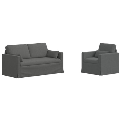 Sofa 2 pcs Dunkelgrau 158 x 78 x 80 cm Stoff