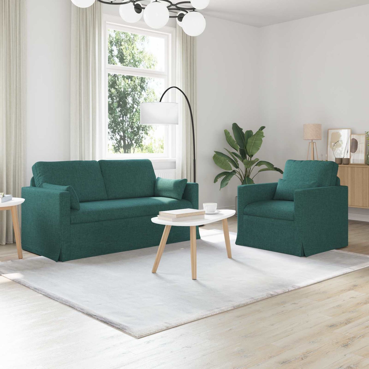 vidaXL Sofa 2 pcs Dunkelgrün 158 x 78 x 80 cm Stoff