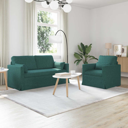 vidaXL Sofa 2 pcs Dunkelgrün 158 x 78 x 80 cm Stoff