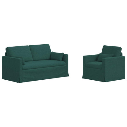 vidaXL Sofa 2 pcs Dunkelgrün 158 x 78 x 80 cm Stoff