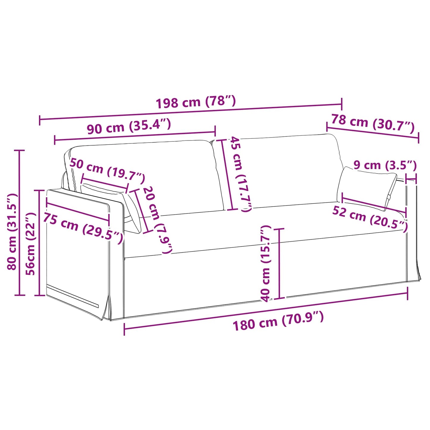 vidaXL Sofa 2 pcs Creme 158 x 78 x 80 cm Stoff