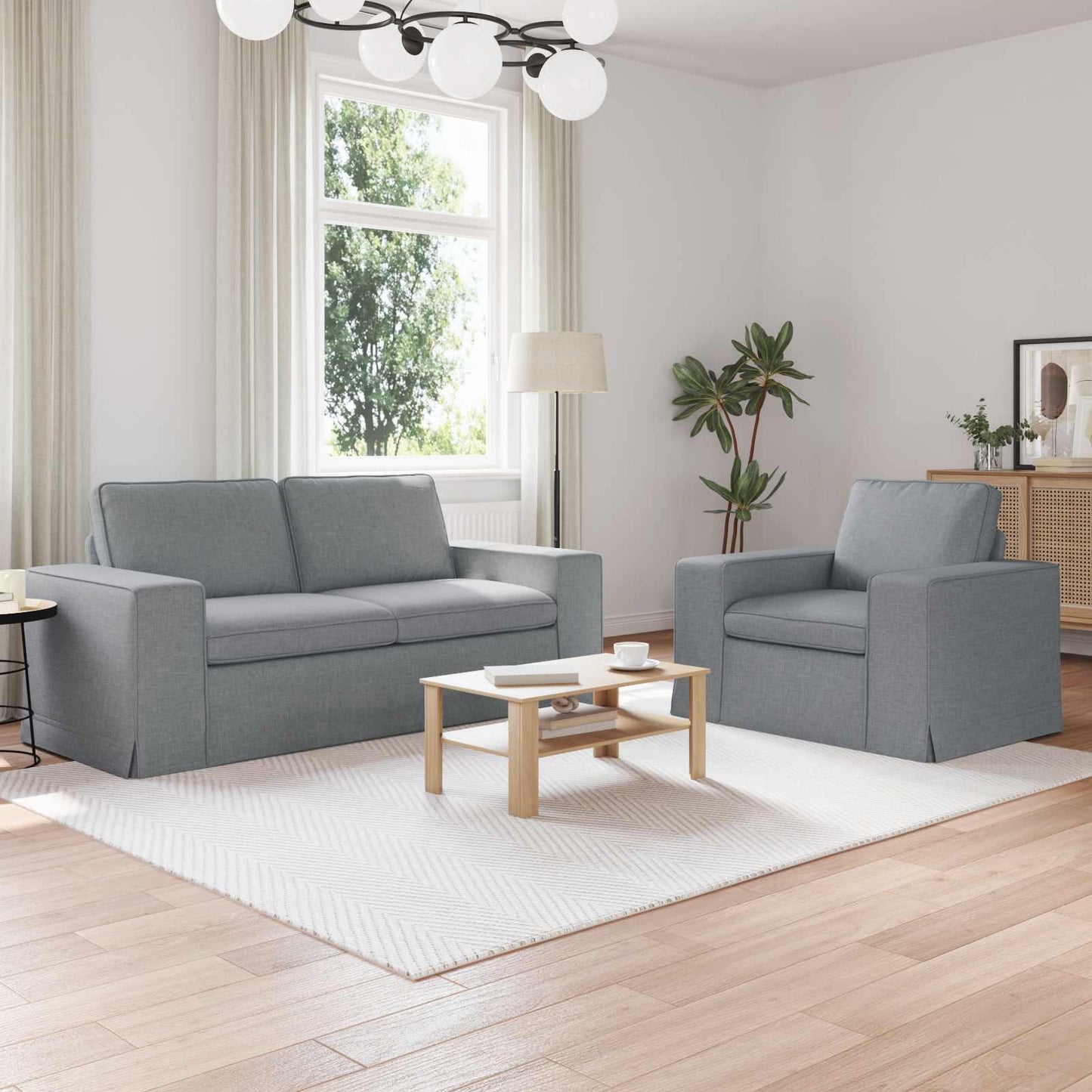 vidaXL Sofa 2 pcs Hellgrau 182 x 80 x 82 cm Stoff