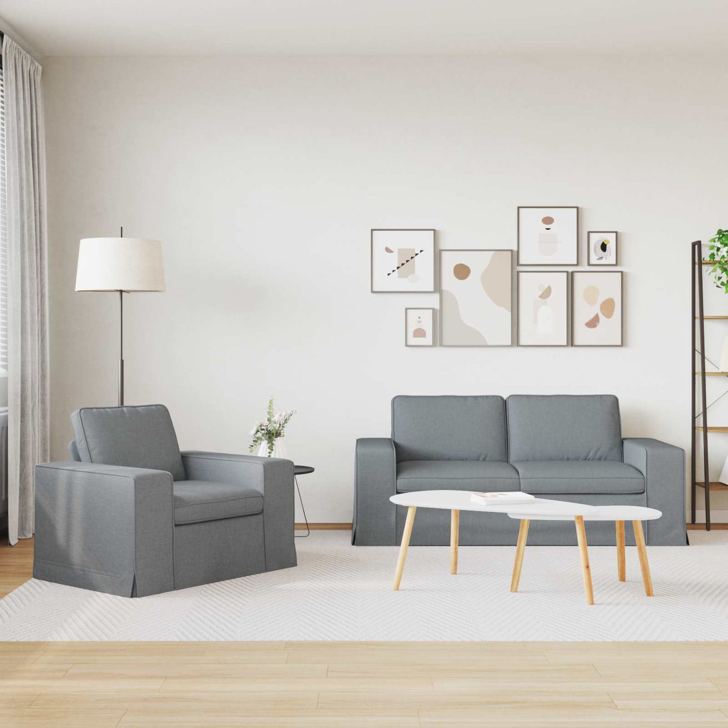 vidaXL Sofa 2 pcs Hellgrau 182 x 80 x 82 cm Stoff