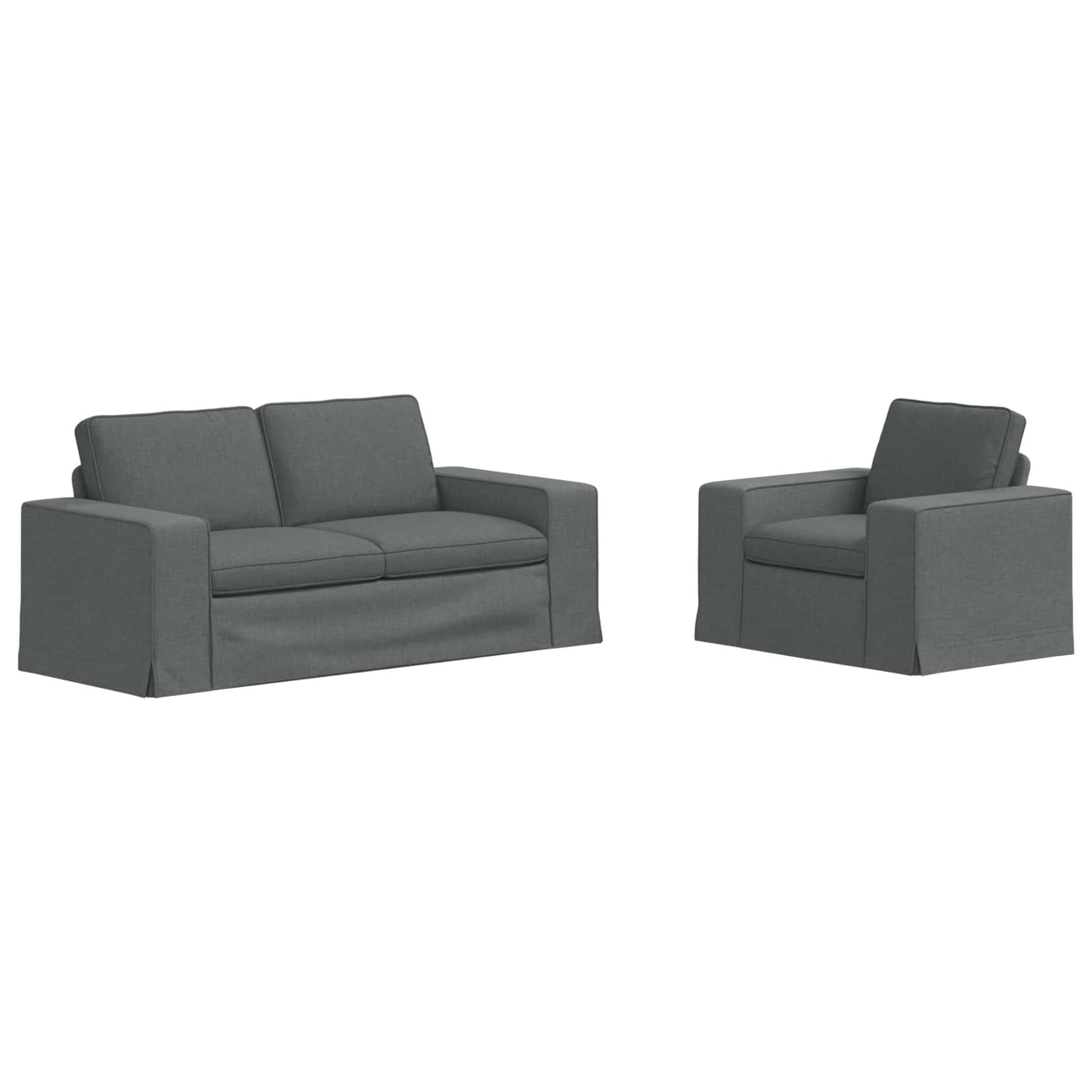 Sofa Set 2 pcs Dunkelgrau 182 x 80 x 82 cm Stoff