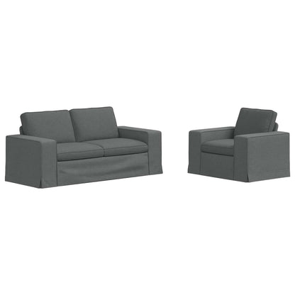 Sofa Set 2 pcs Dunkelgrau 182 x 80 x 82 cm Stoff