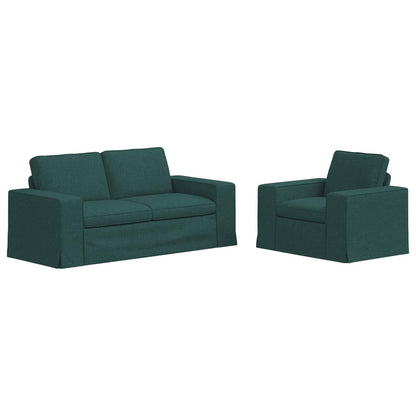 Sofa Set 2 pcs Dunkelgrün 182 x 80 x 82 cm Stoff