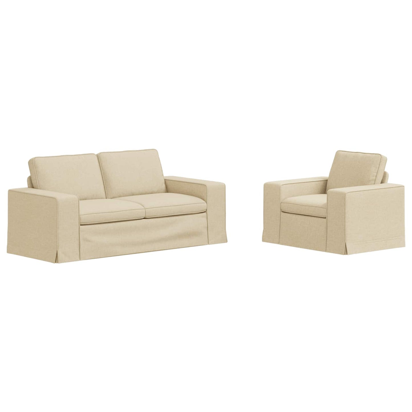Sofa 2 pcs Creme 182 x 80 x 82 cm Stoff