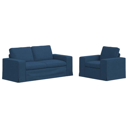 Sofa Set 2 pcs Blau 182 x 80 x 82 cm Stoff