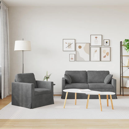 vidaXL Sofa 2 pcs Dunkelgrau 158 x 78 x 80 cm Samt