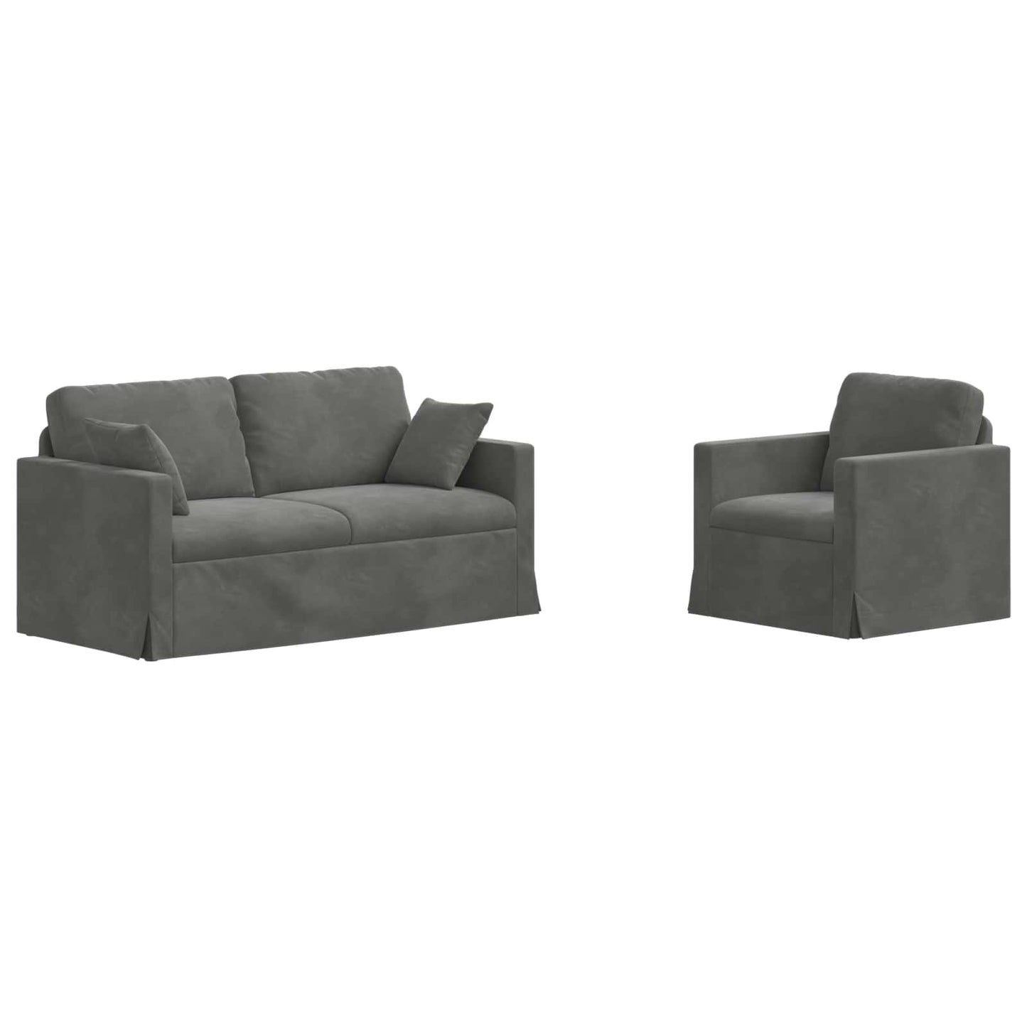 vidaXL Sofa 2 pcs Dunkelgrau 158 x 78 x 80 cm Samt