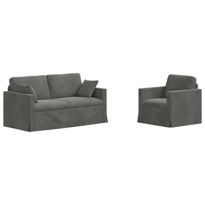 vidaXL Sofa 2 pcs Dunkelgrau 158 x 78 x 80 cm Samt