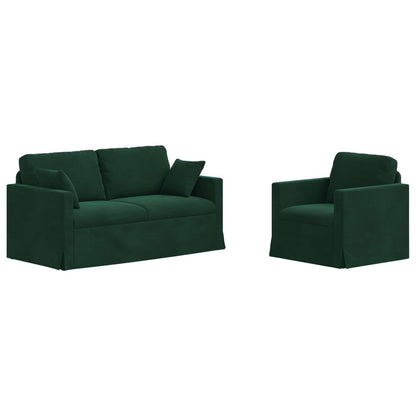 Sofa 2 pcs Dunkelgrün 158 x 78 x 80 cm Samt