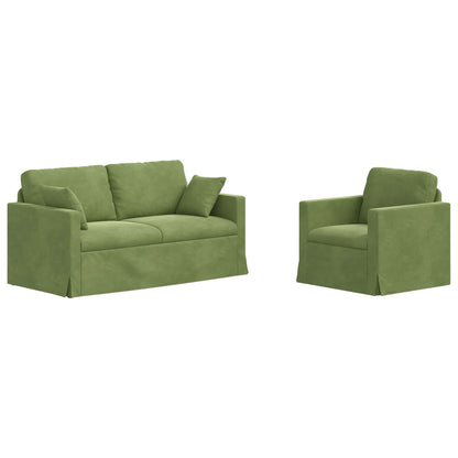 Sofa Set 2 pcs Hellgrün 158 x 78 x 80 cm Samt