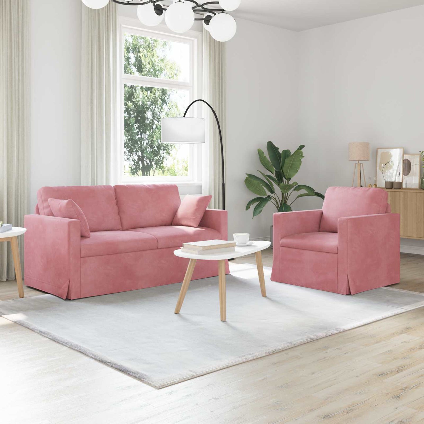 vidaXL Sofa 2 pcs Rosa 158 x 78 x 80 cm Samt