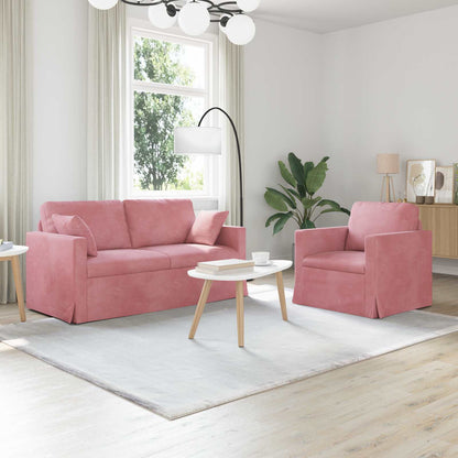 vidaXL Sofa 2 pcs Rosa 158 x 78 x 80 cm Samt