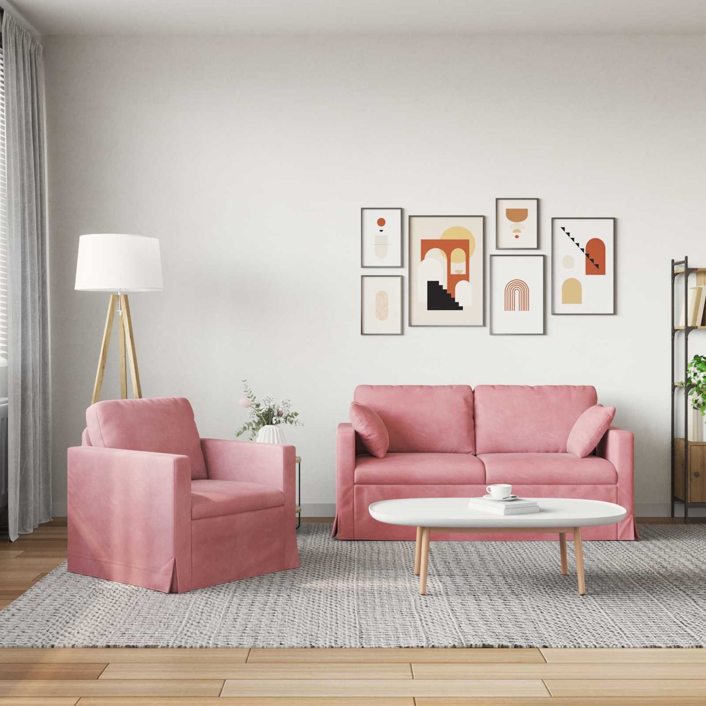 vidaXL Sofa 2 pcs Rosa 158 x 78 x 80 cm Samt