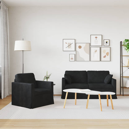 vidaXL Sofa 2 pcs Schwarz 158 x 78 x 80 cm Samt
