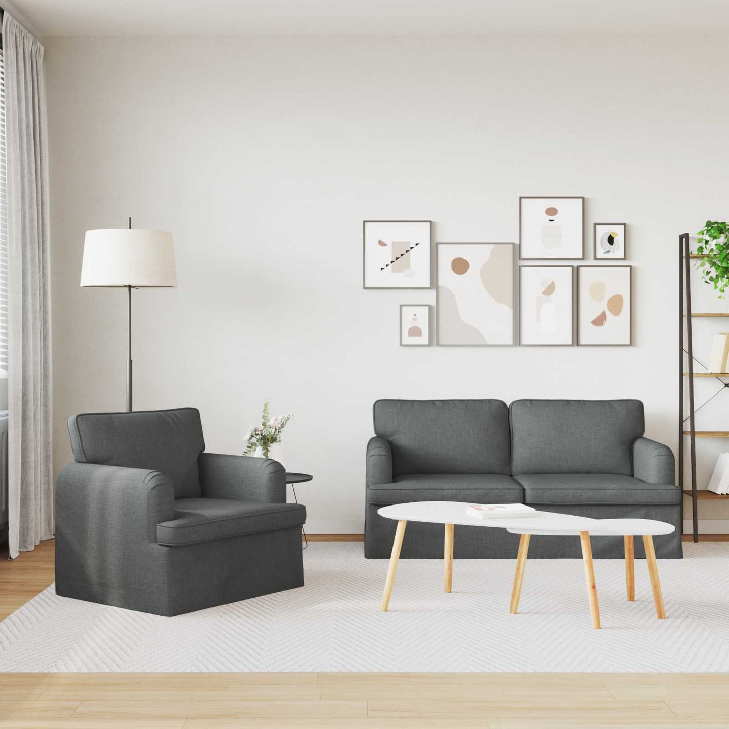 vidaXL Sofa 2 pcs Dunkelgrau 162 x 80 x 85 cm Stoff