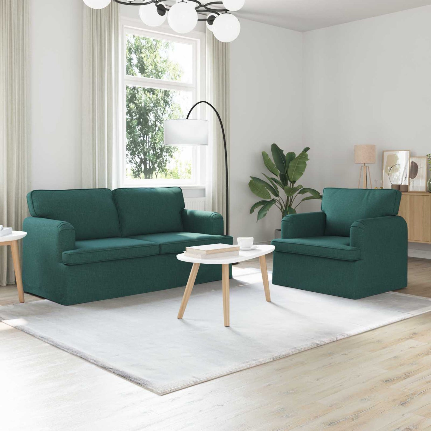 vidaXL Sofa 2 pcs Dunkelgrün 162 x 80 x 85 cm Stoff