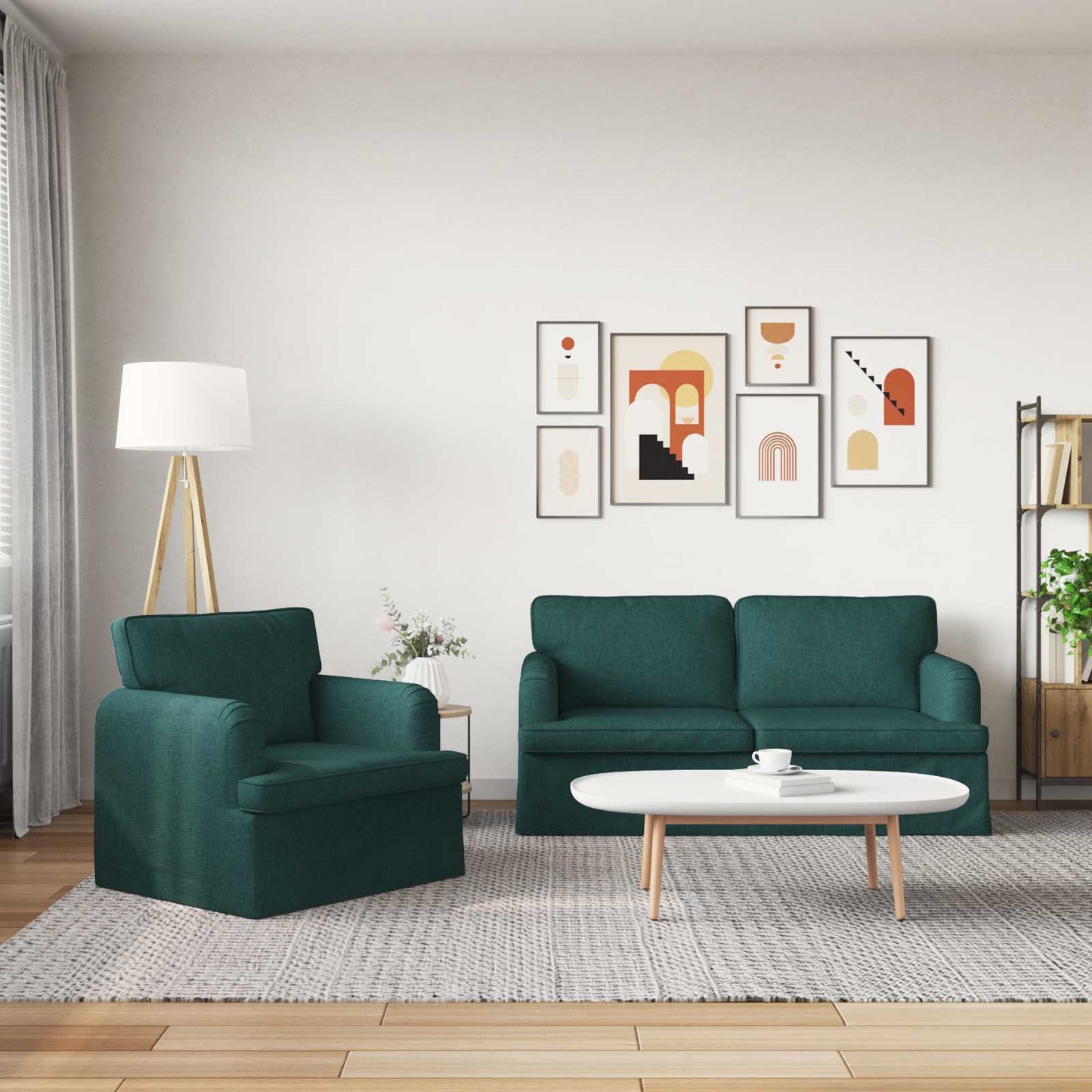 vidaXL Sofa 2 pcs Dunkelgrün 162 x 80 x 85 cm Stoff