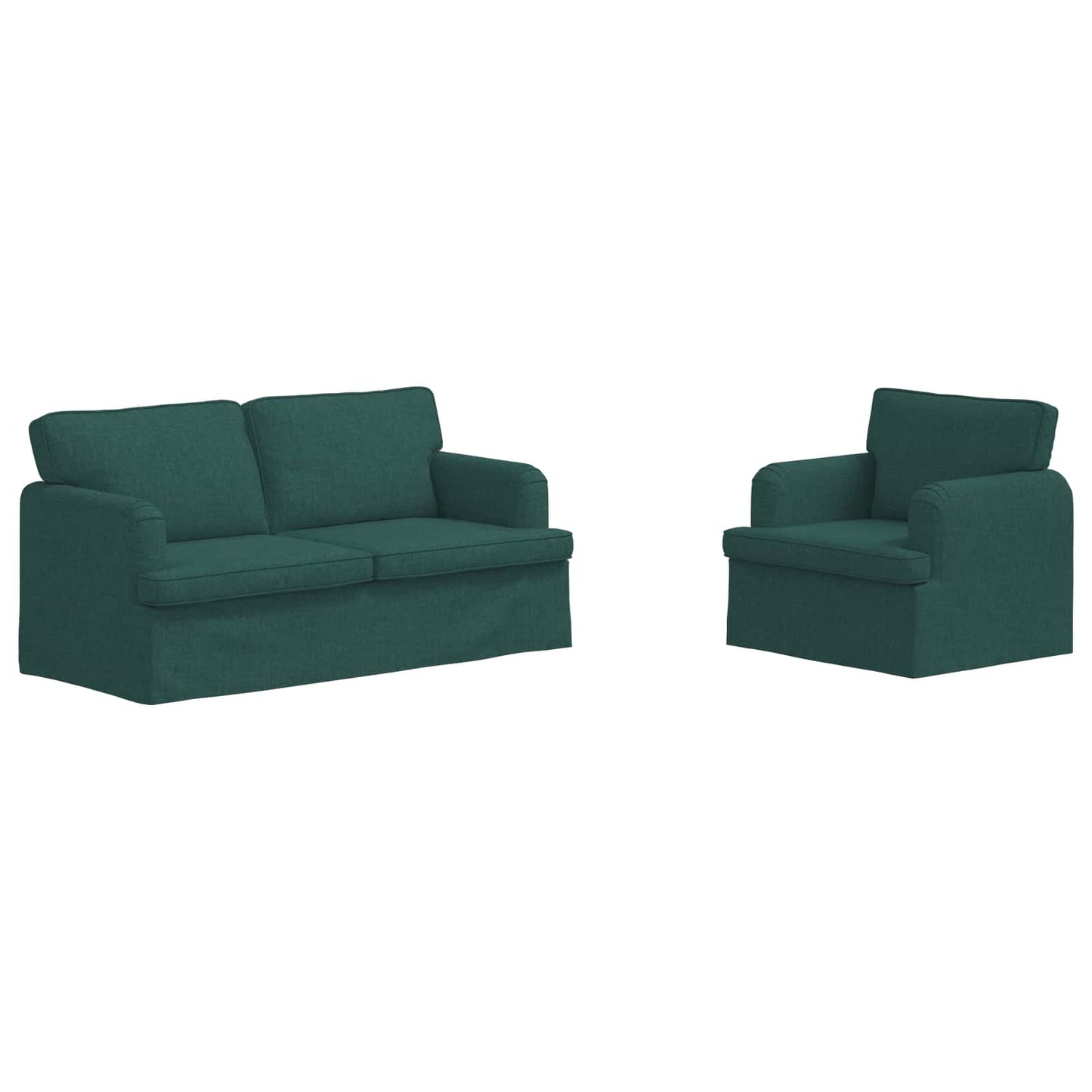 vidaXL Sofa 2 pcs Dunkelgrün 162 x 80 x 85 cm Stoff
